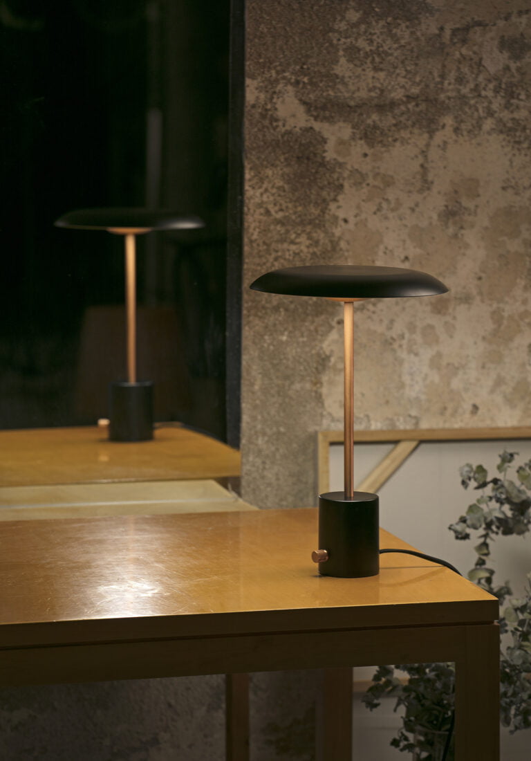 HOSHI LED BLACK AND BRUSHED COPPER TABLE LAMP
