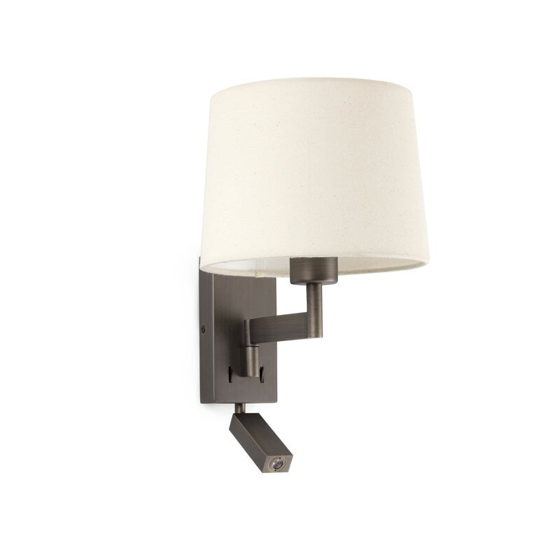 ARTIS BRONZE WALL LAMP WITH READER BEIGE LAMPSHADE