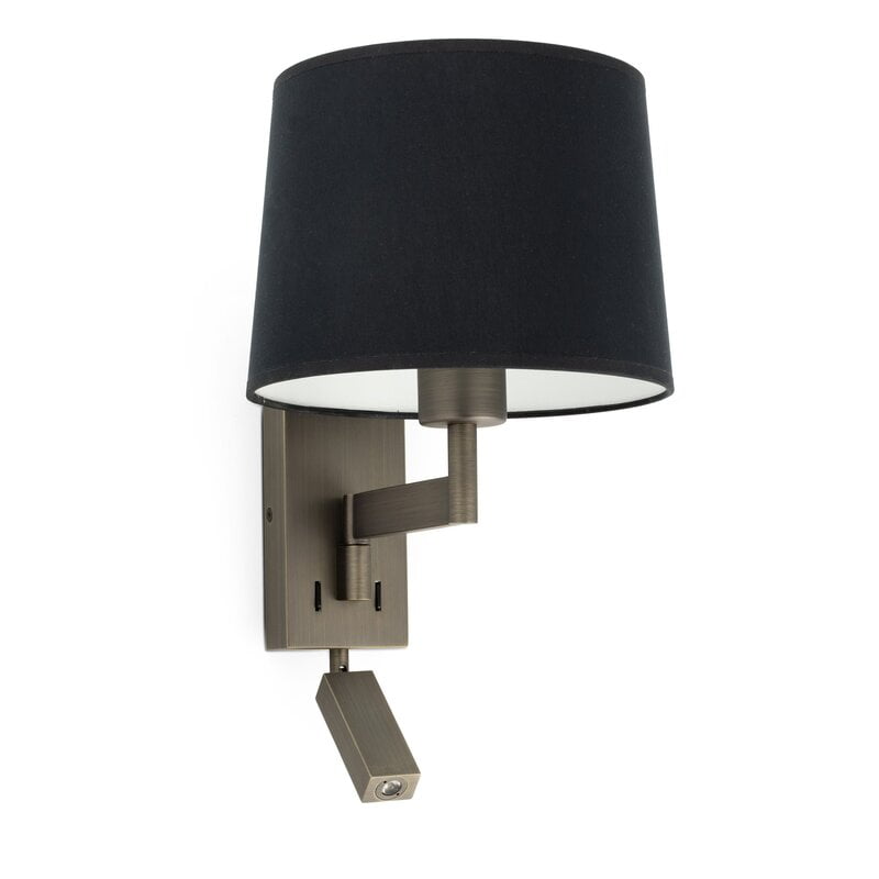 ARTIS BRONZE WALL LAMP WITH READER BLACK LAMPSHADE