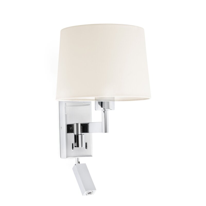 ARTIS CHROME WALL LAMP WITH READER WHITE LAMPSHADE