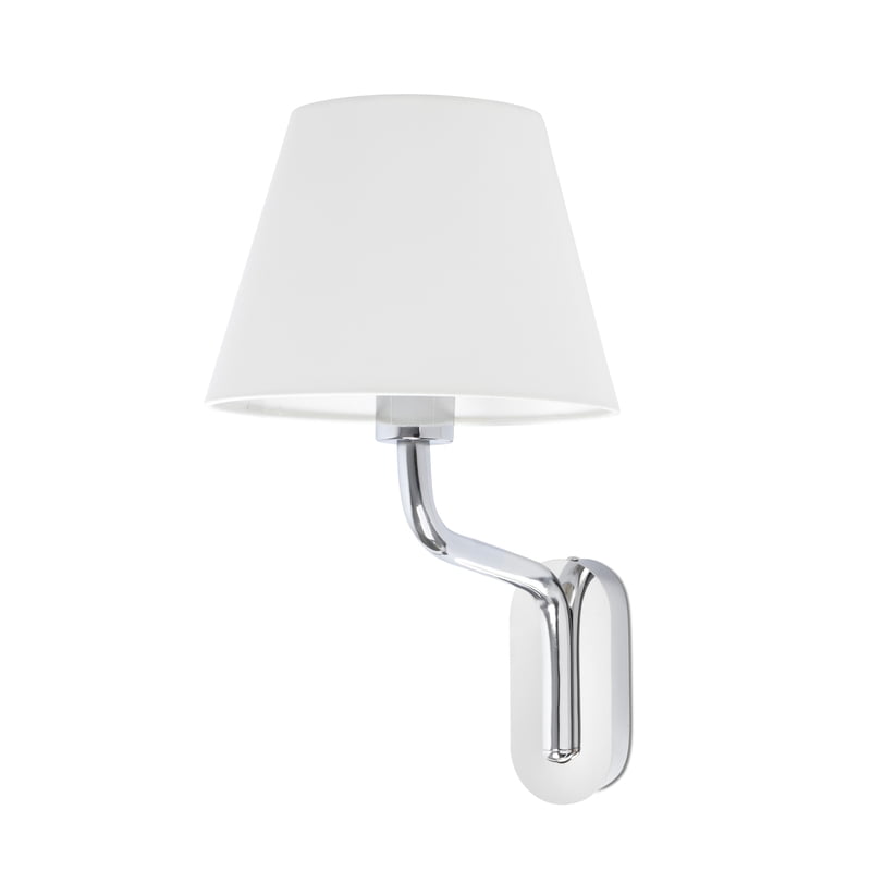 ETERNA CHROME WALL LAMP E27 15W WHITE LAMPSHADE