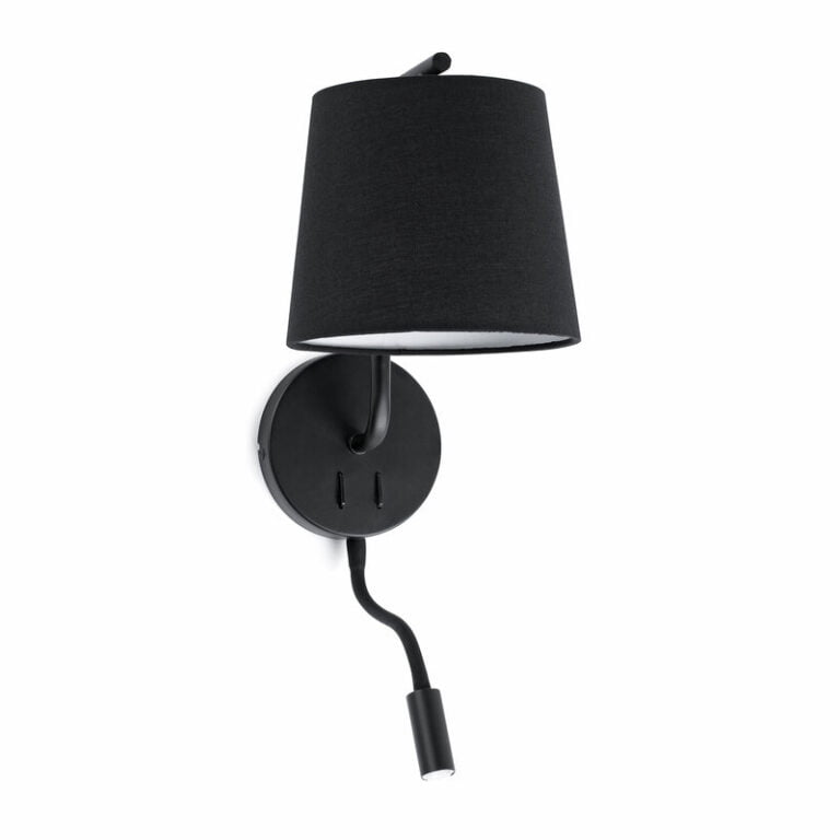 BERNI BLACK WALL LAMP WITH LED READER 1XE27 20W LE