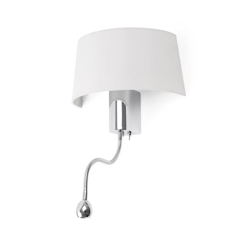 HOTEL WHITE WALL LAMP WITH LED READER 1 X E27 15W