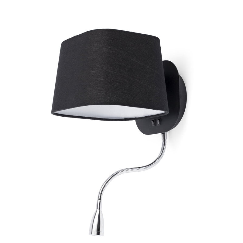 SWEET BLACK WALL LAMP WITH LED READER 1 X E27 60W
