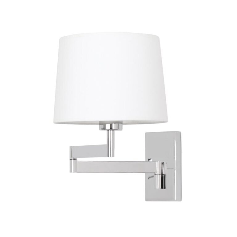 ARTIS ARTICULATED CHROME WALL LAMP WHITE LAMPSHADE
