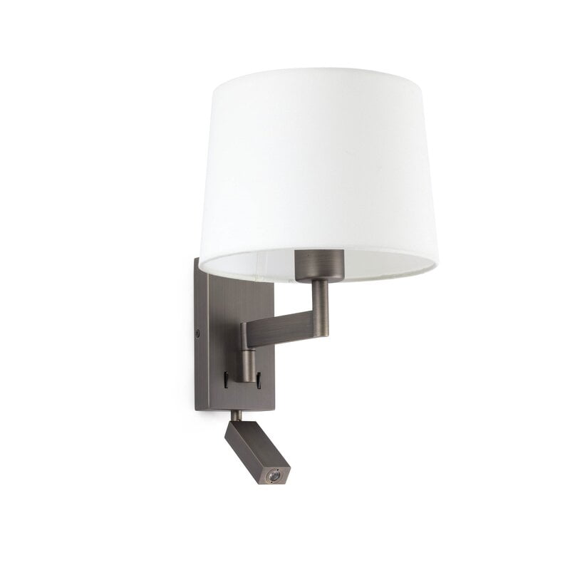 ARTIS BRONZE WALL LAMP WITH READER WHITE LAMPSHADE