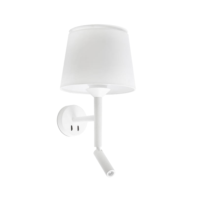 SAVOY WHITE WALL LAMP WITH READER WHITE LAMPSHADE