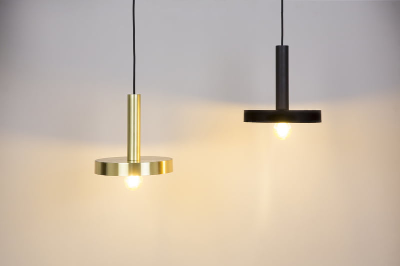 WHIZZ SATIN GOLD AND BLACK PENDANT LAMP